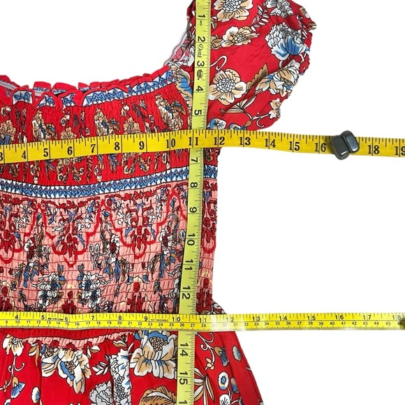 De' Sepreso Bohemian Off The Shoulder Floral Boho Vacation Dress Red Small NWT - Picture 7 of 15